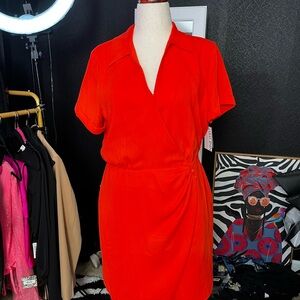 Vibrant Tomato Red Wrap Dress